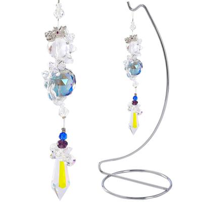 MEUMOTTO Suncatcher by a Talented Fortune Ascending Crystal Feng Financial Good Crystal Crystal Sun Prism with Stand [Supervised Teller] Dragon,