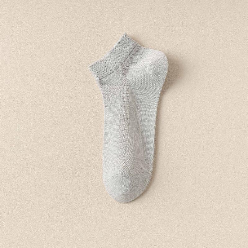 Men's Summer Stockings - Perforated Mesh Breathable Sweat-absorbing Thin Style Boat Socks, Solid Color, Boneless Short Socks