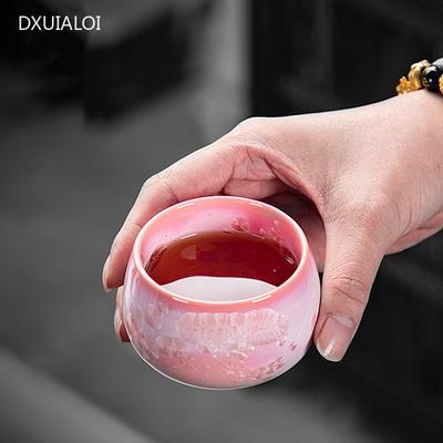 120ml Handmade Tea Cup High-end Crystal Glaze Master Cup Ceramic Teacup Souvenir  Kungfu Tea Household Tea Bowl Cups Gift Box