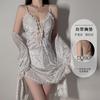Women's Velvet Print Cutout Tie Padded Sleep Dress with Robe Lounge Set