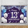 13. Geburtstag Party Fotografie Hintergrund, Banner Poster für Mädchen & Jungen, Schwarzer und Goldener Ballon, Formeller Teenager Hintergrund