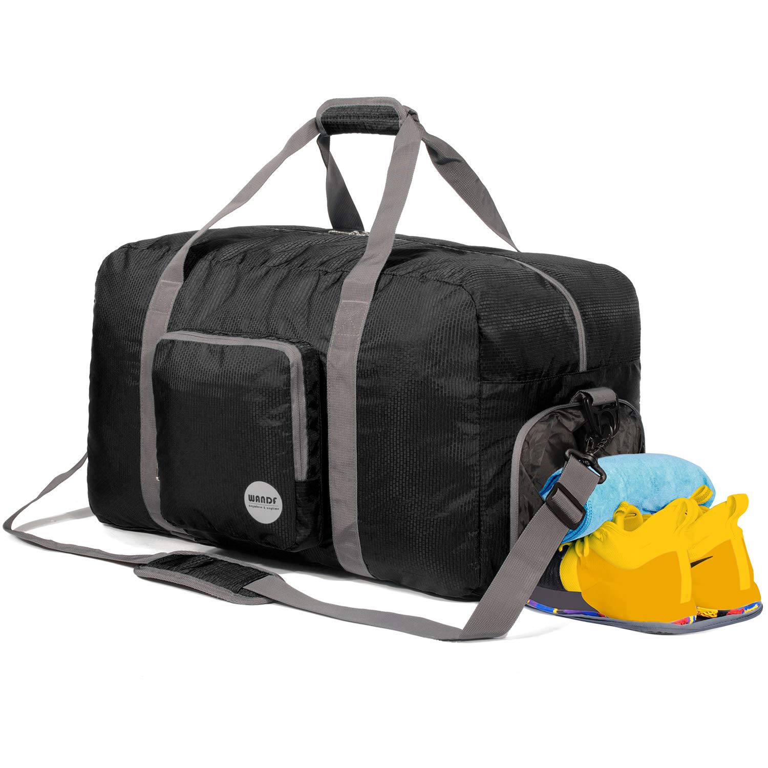 

WANDF Складна сумка Бостонська сумка Спортивна сумка 40л 60л 80л 100л 138л Велика місткість Кріпиться до валізи На плече чорний