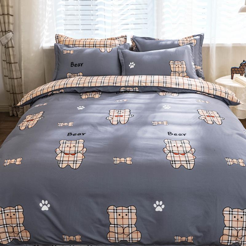 Washed Cotton Bedding Four-piece Set, Quilt Cover, Bed Sheet, Dormitory Three-piece Set