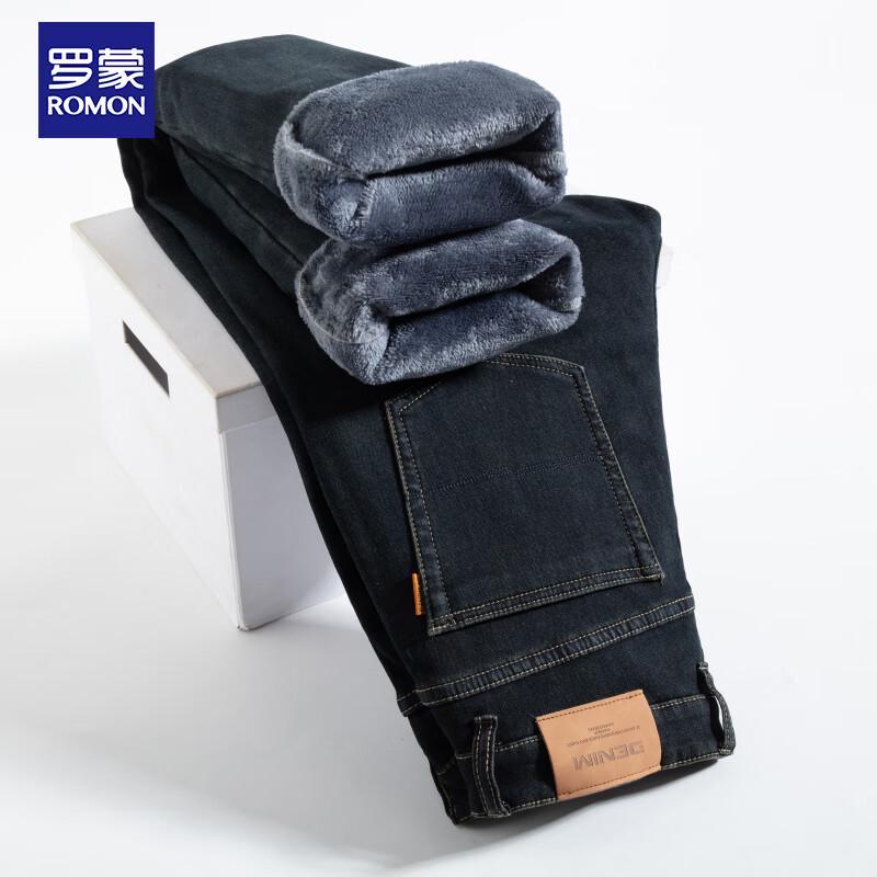 

ROMON Мужские джинсы прямого кроя стрейч на флисовой подкладке в стиле business casual 32