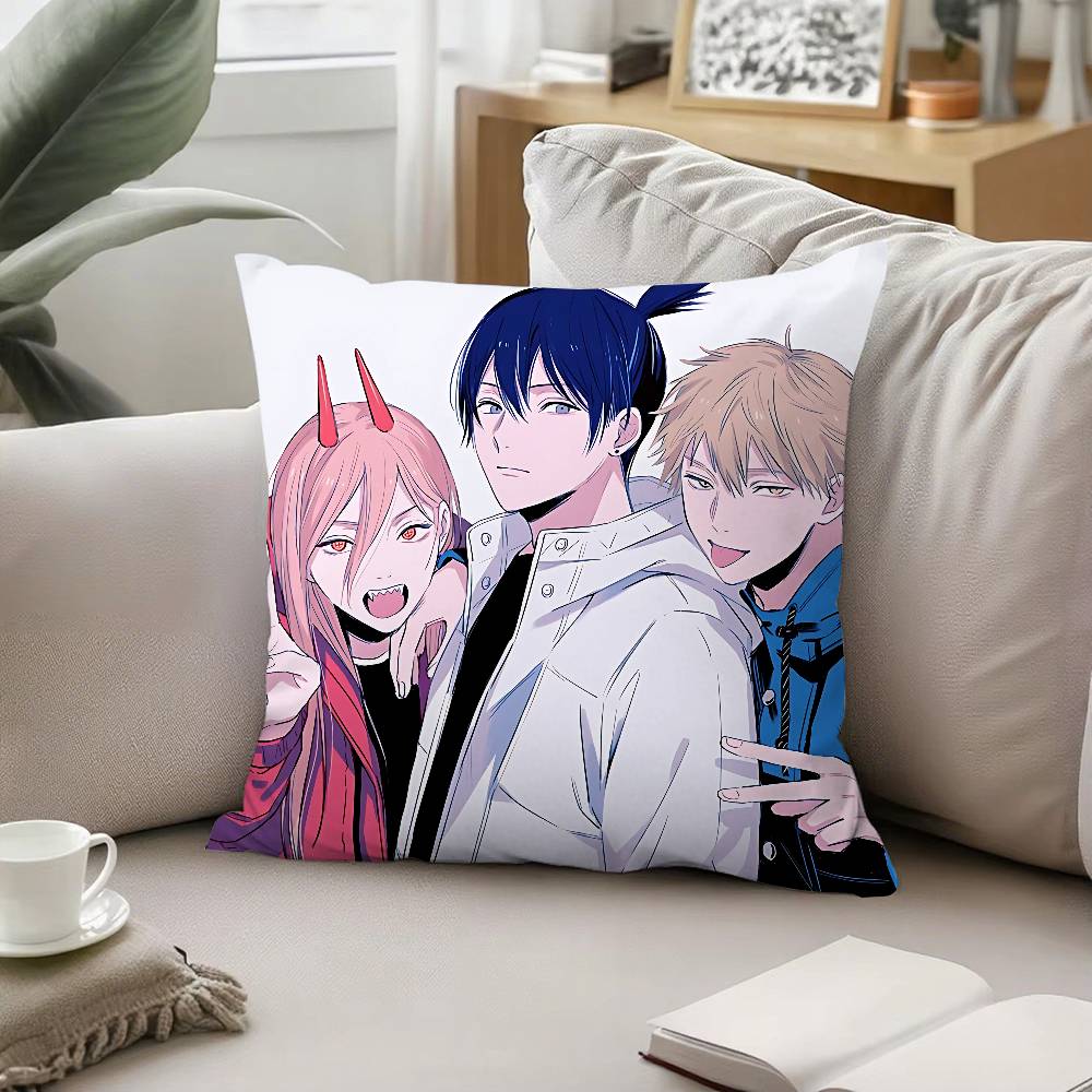 

Милая наволочка C-Chainsaw-Man Kawaii, чехол для подушки, мягкий милый чехол для диванной подушки, полиэстер на молнии 16x16Inch