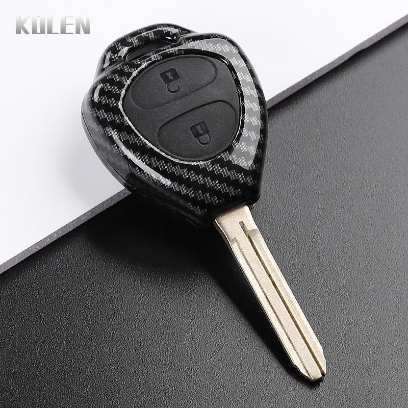 Abs Carbon Fiber Style Car Key Case Cover For Toyota Camry Avalon Corolla Matrix Rav4 Venza Yaris Replacement Protector Keychain