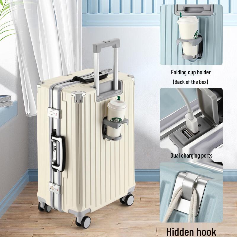 Multifunctional Hardside Luggage with Cup Holder