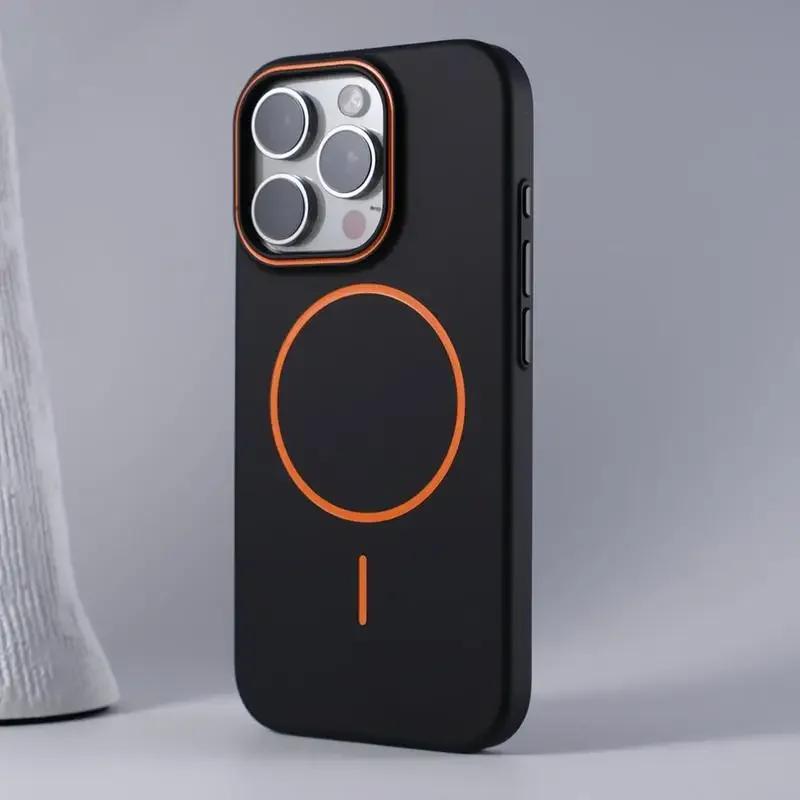 Ultrathin Simple For Magsafe Case for iphone 17 Air 16 Pro Max 15 14 13 12 Matte Hit Color Lens Wireless Charger Hard PC Cover