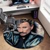 French legendary rock singer and actor Johnny Hallyday Round Carpet Soft Home Decoration Corridor Table and Chair Anti slip Outdoor Floor Mat rug H1
