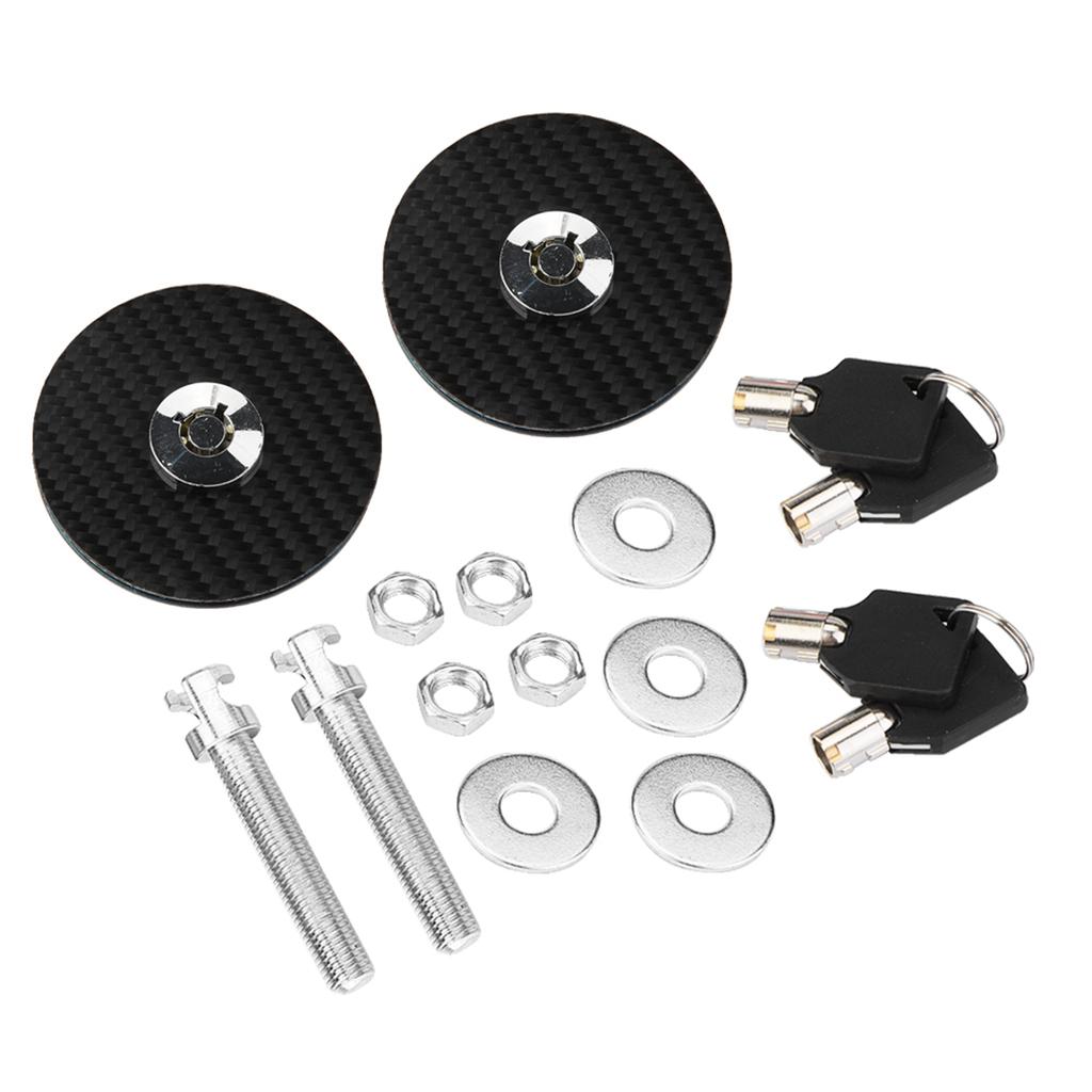 Car Hood Pins Kit, Carbon Engine Hood Cover Key Pin Kit Quick Relse Pin for Vehicle RV Truck SUV