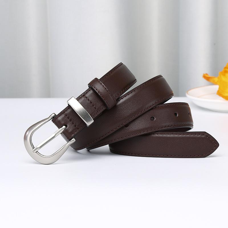 Simple And Fashionable Versatile First-Layer Cowhide Belt Women'S Leather Pin Buckle Light Luxury High-End Casual Pants Belt Women'S Models