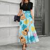 Short Sleeve Women's Dress Casual Flowy A-Line Midi Tshirt Dresses With Pockets Crewneck Vocation Boho Beach Sundress
