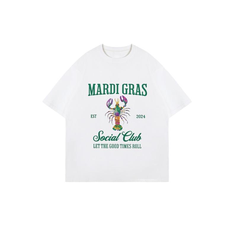 Black Oversized T Shirt Mardi Gras Social Club Lobster Print Let The Good Times Roll Party Festival Wear 2024