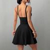 Women's Sexy Spaghetti Strap Dress Deep V-Neck A-Line Mini Dress Summer Sleeveless Flowy Sundress for Club Party Daily Wear