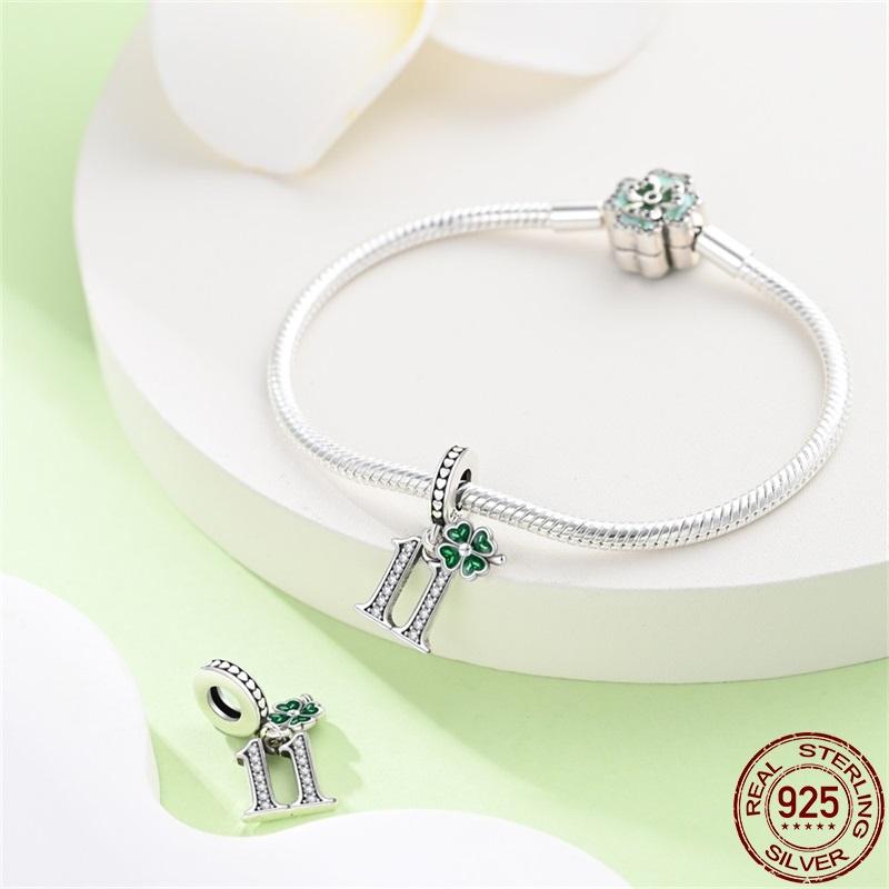 Genuine New Product Copper Lucky Number Pendants Fits Pan Bracelets DoItYourself Charms For Women Jewellery Fashion Gifts