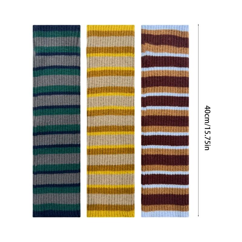 Womens Lolitas Stripe Knitted Long Socks Leg Warmers Harajuku Japanese Lovely Boot Socks Winter Ankle Heap Socks Gifts
