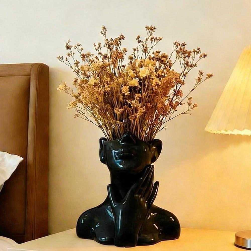 Creative Pencil Holder Human Statue Large Capacity Makeup Brush Holder Organizer Multifunctional Desktop Organizer Office Decor