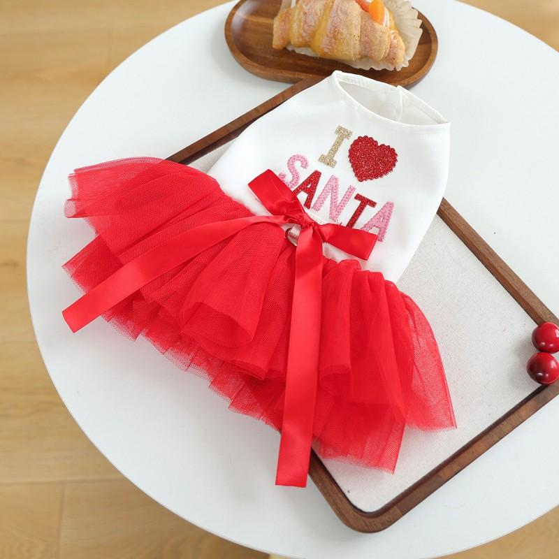 PETCIRCLE Pet Dress Cute Princess Style Santa Skirt Dogs Cats