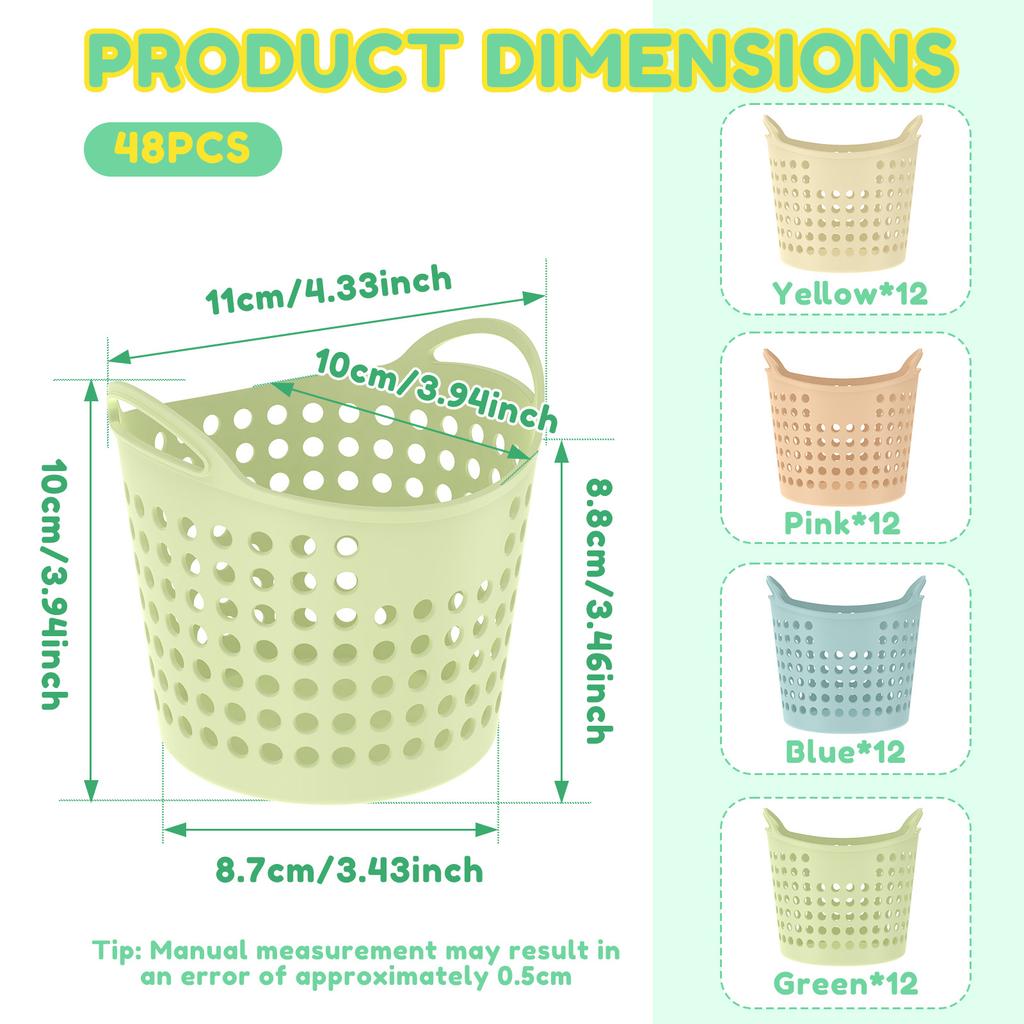 48Pcs PP Desktop Pencil Holder Large Capacity Desktop Pencil Basket Openwork Mini Storage Basket Space Saving for School Office