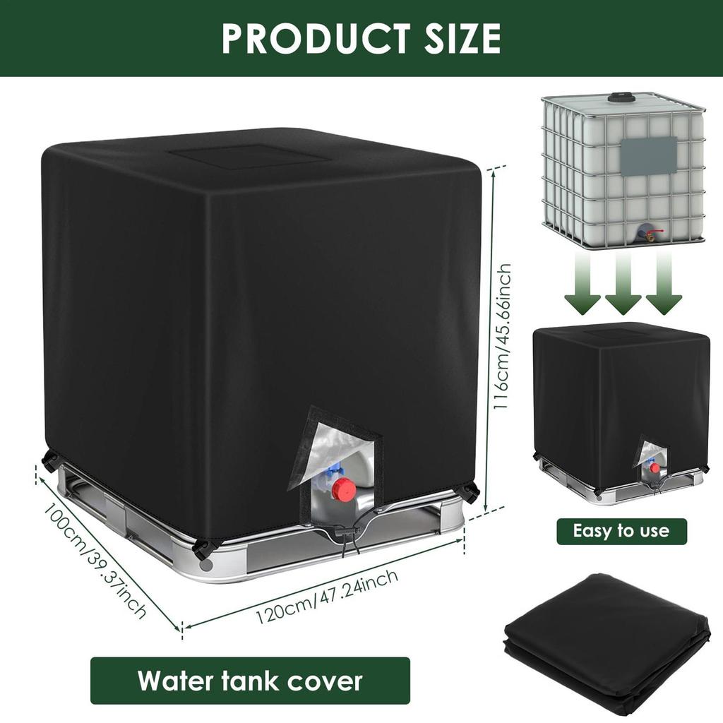 Water Tank Cover Waterproof Oxford Protective Covers 1000l Tote Sunshade For Protective Against Strong Winds Rain Well Garden