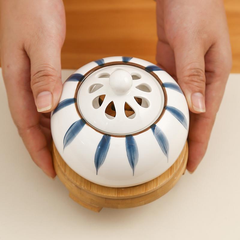 80°-230° Ceramics Plug-in OUDH Woodchip Incense Burner Paint Leaf Timed 110v/220v Sandalwood Essential Oil Fragrant Stove