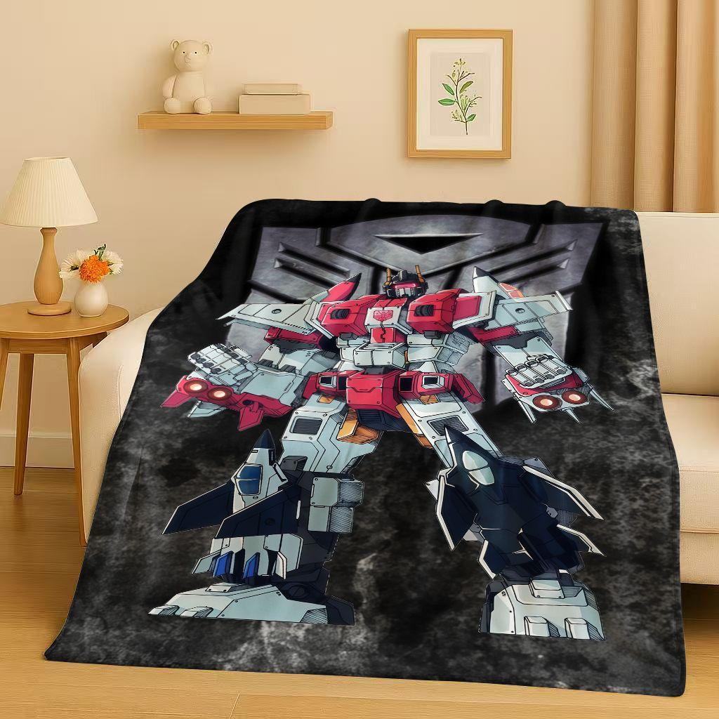 HD Cartoon T-Transformers Optimus Prime Bumblebee Flannel Blanket,Soft Warm Plush Throw for Home Bedroom Bed Sofa Cover Office