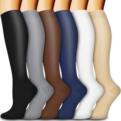 Solid Color Compression Running Socks - Breathable, Long Tube, All-Season Sport Socks