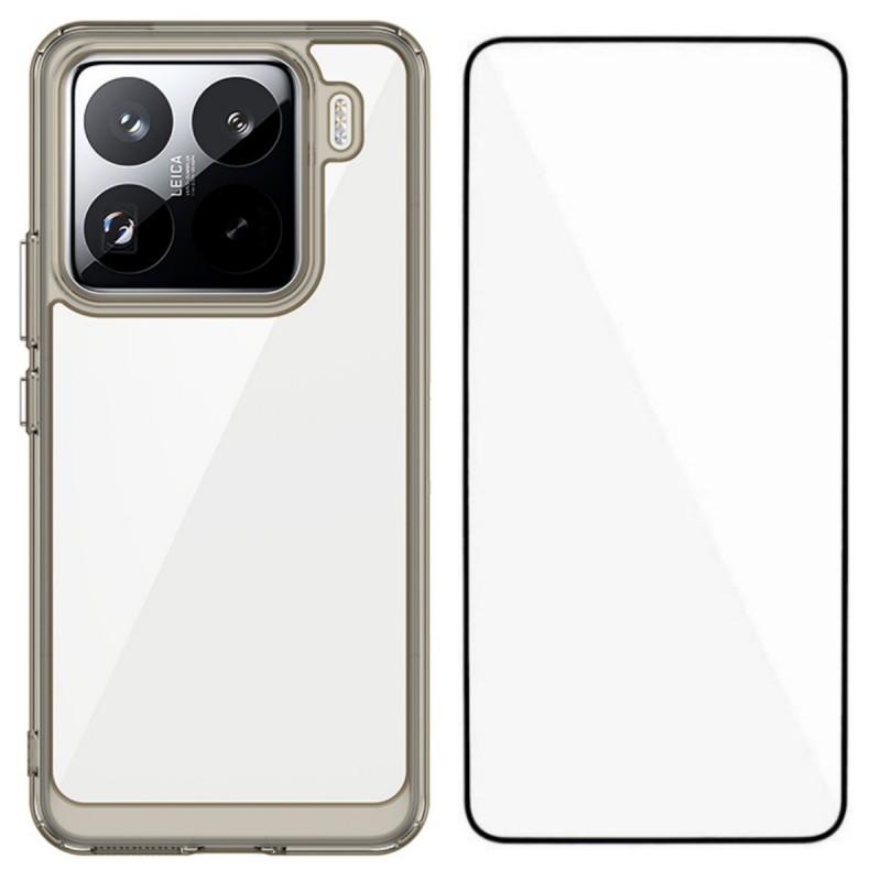 For Xiaomi 15 Pro Phone Case WANLONFENG XC Series TPU Acrylic Cover with Tempered Glass (Big Lens Hole)