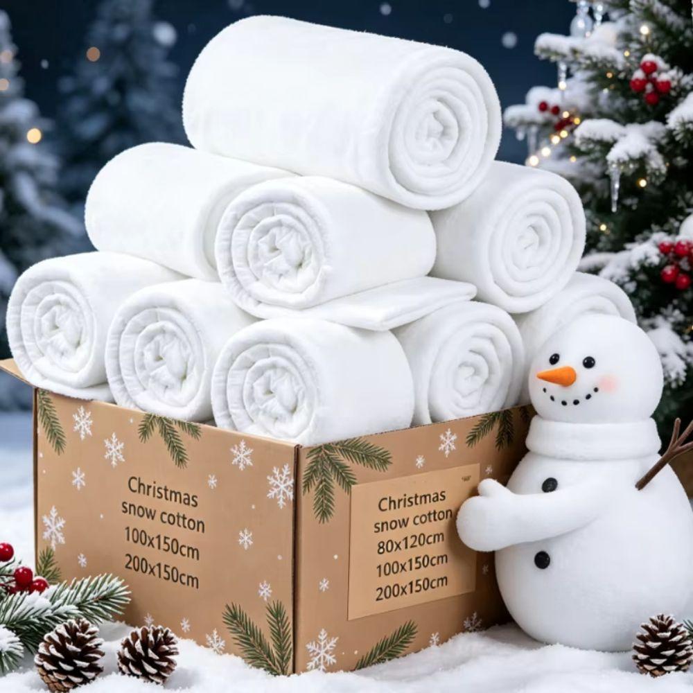 Fluffy Fake Snow Blanket Soft Cotton Artificial Snow Blanket Snow Roll Christmas