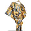 Women Cotton Summer Yellow Sleepwear Egyptian Cat Print Long Maxi Caftan Dress CKFTN-SCRN-FULL-BUYIT-112