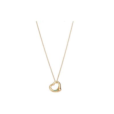 & Co. Elsa Peretti® Fashion Open Heart 18K Gold Emerald Necklace Women Necklace 69860265
