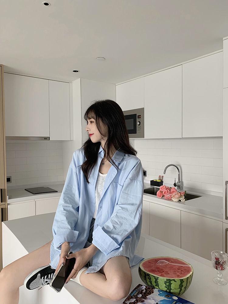 Wiosna 2024 Damska Bluzka w Koreańskim Stylu Luźna z Długim Rękawem Modna