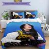 3pcs singer Billie Eilish1 pattern bedding set duvet cover set includes duvet cover &pillowcases, perfect all season bedroom decoration & gift