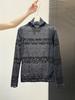 Gradient Lace High-Neck Long Sleeve Top - Chic Autumn/Winter Layering Cover-up