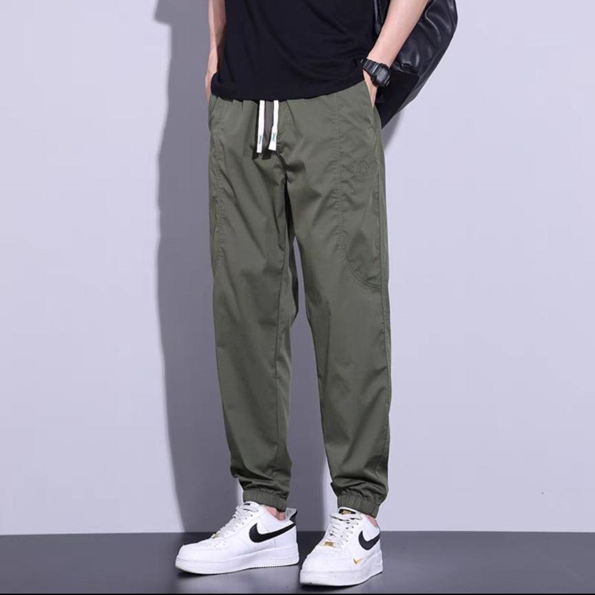 Men s Casual Lightweight Harem Joggers - Spring/Summer Loose Fit Drawstring Cargo Pants M зелёный