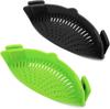 2 Pcs Silicone Clip On Strainer for Pasta Meat Vegetables Fruit, - Fit All Pots and Bowls.