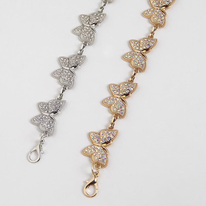 New Metal Sweet Woman Waist Chain Spring Skirt Versatile Heavy Industry Young Elegant Rhinestone Butterfly Waist Chain