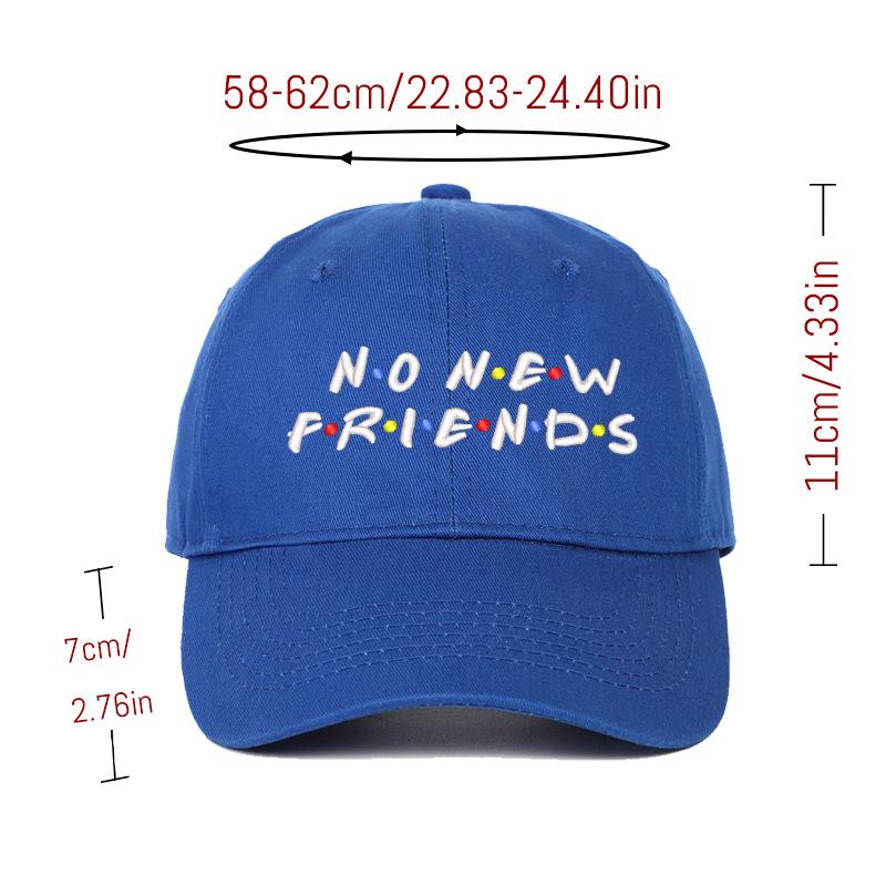Korean Style 'No New Friends' Embroidered Unisex Baseball Cap with Sun Visor