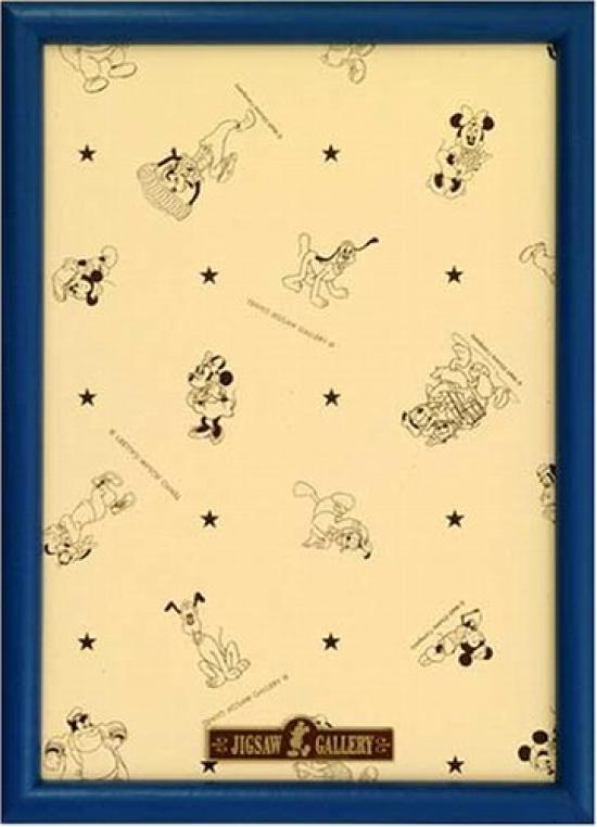 Tenyo [Made in Japan] Wooden Puzzle Frame, Disney-Exclusive Panel, 200 Pieces, Blue (22.5x32cm), Mickey Emblem Plate, Hanging Cord Included