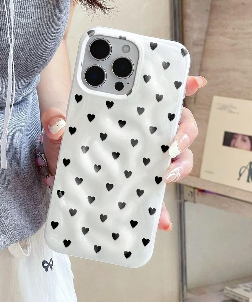 Polka Dot Heart Case For IPhone 17 Air 16 15 14 13 12 11 Pro Max Cover Case For IPhone 16 15 14 Plus Case Funda Coque