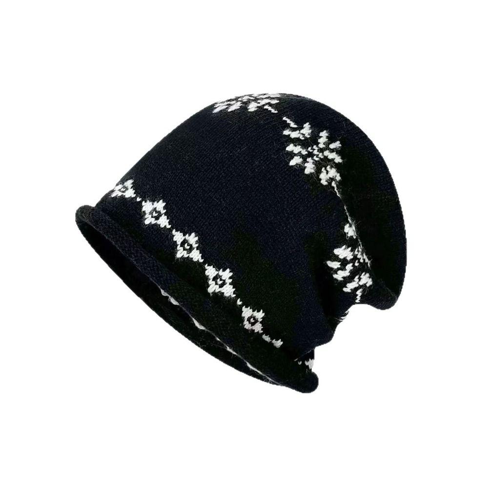 Warm Jacquard Knitted Hat Printed Printing Knit Cap Sweet Ear Protection Hat Apparel Accessories