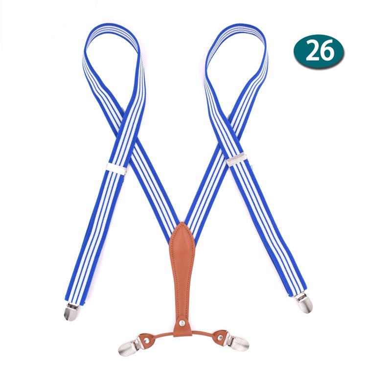 Leather Suspenders Man's Braces 4 Clips Adult Suspensorio Tirantes Hombre  Elastic strap 2.5*120cm