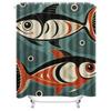 Modern Artistic Colorful Fish Pattern Waterproof Shower Curtain for Stylish Bathroom Decor, Easy Install