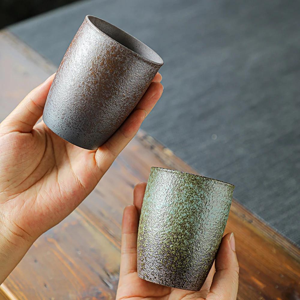 Coarse Pottery Tea Cup 150ml Japanese Style Espresso Cup Large Retro Ceramic Teacup Mug Master Cups Tea Ceremony
