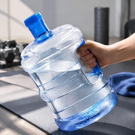 Refillable Storage Bucket Reusable Water Jug with Easy Grip Handle, Clear PET Camping Dispenser Bottle, Portable Container for Home Office And