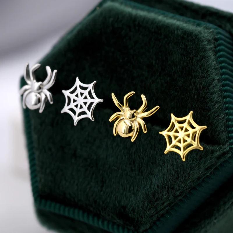 Fashion Funny Earrings, Spider Web Holiday Earrings, Premium Metal Halloween Earrings