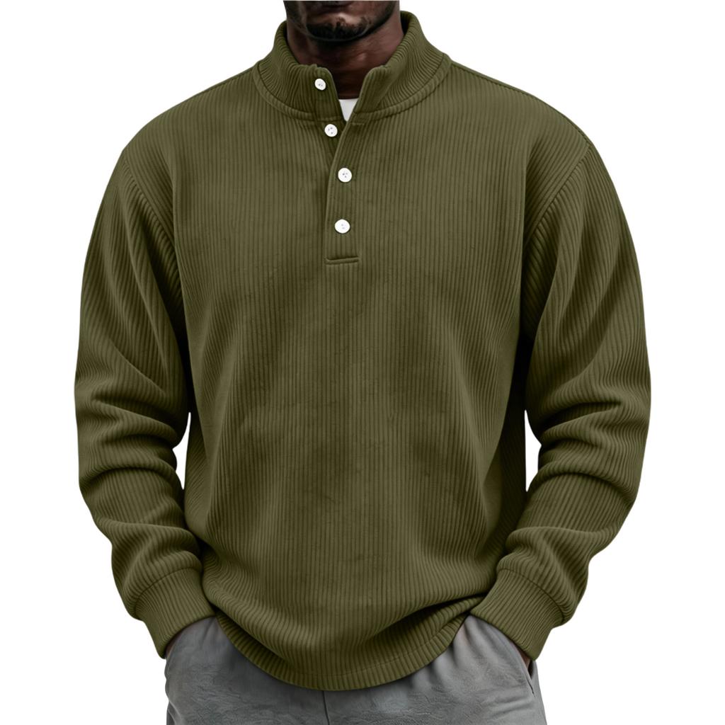 Men's Vintage Corduroy Casual Shirt with Stand Collar