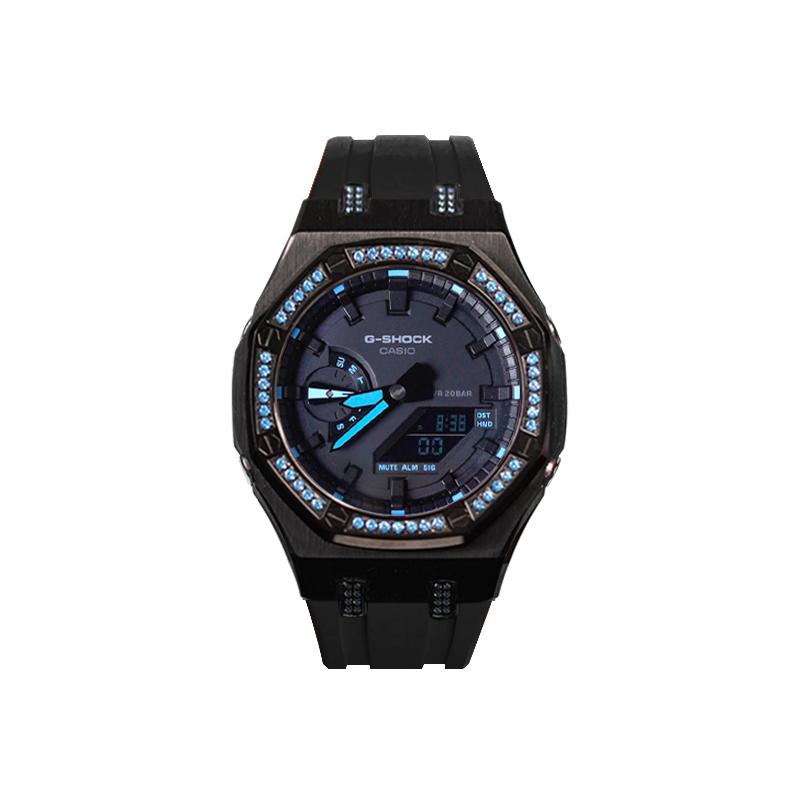 CASIO Унисекс Жидкокристаллические, Аналогово-цифровые Двойной дисплей Серия 48,5 мм Синие часы GA-2100-1A2(Watch8--) Gentleman