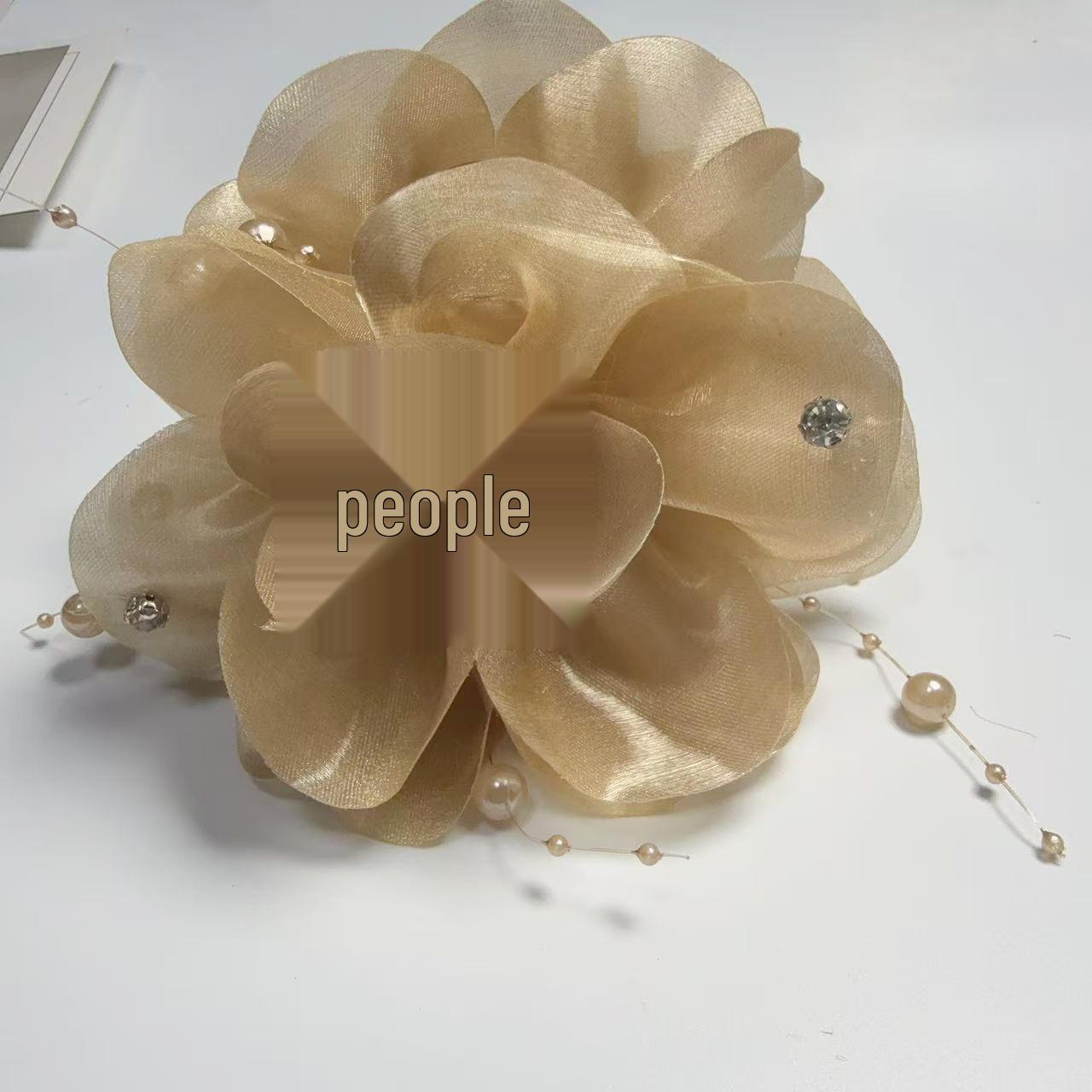 

2026 Spring Faux Pearl Rhinestone Rose Claw Clip with Tassels - Sweet and Girly Accessory шампанского