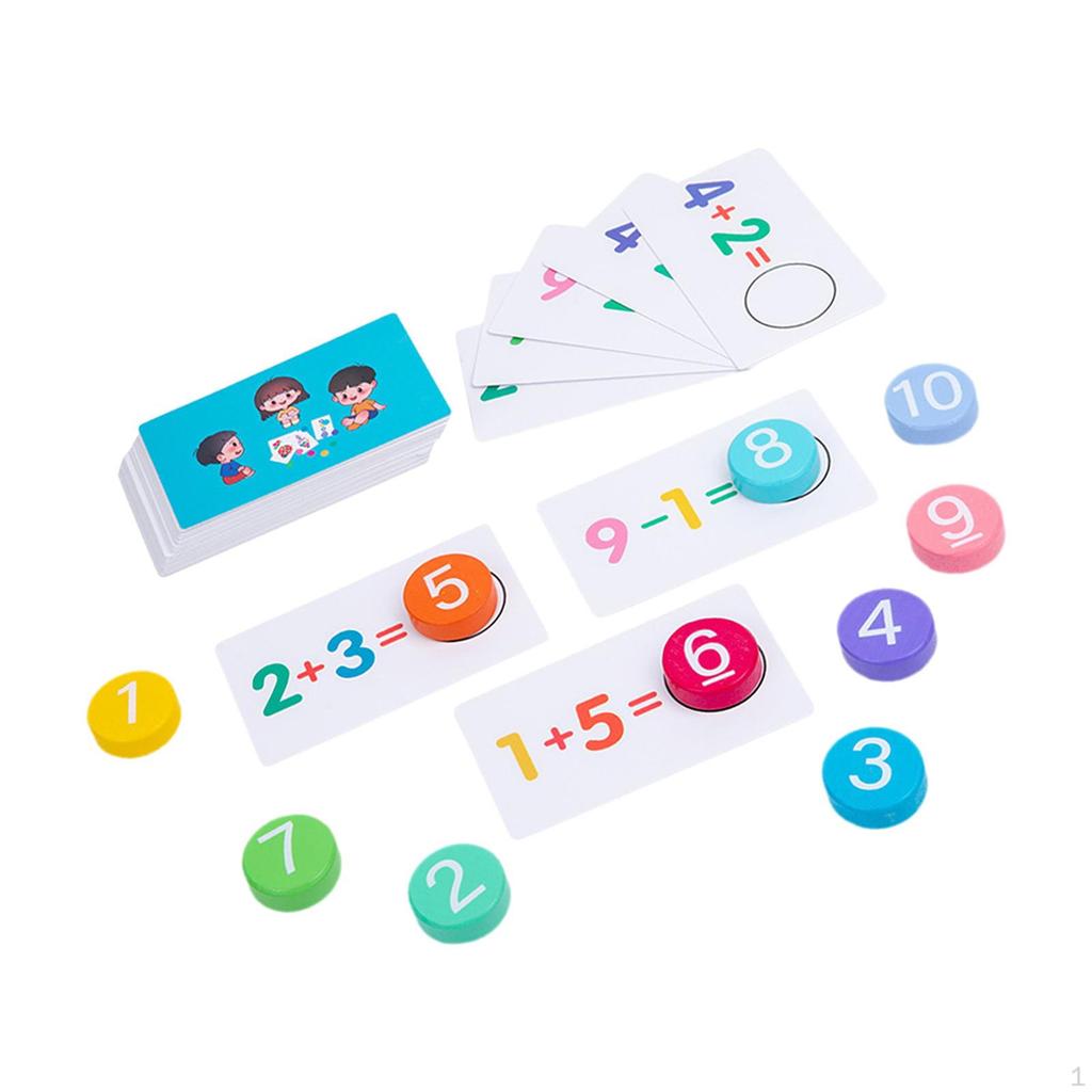 Addition Subtraction Calculation Wooden Number Board, Cognitive, Cards for Color